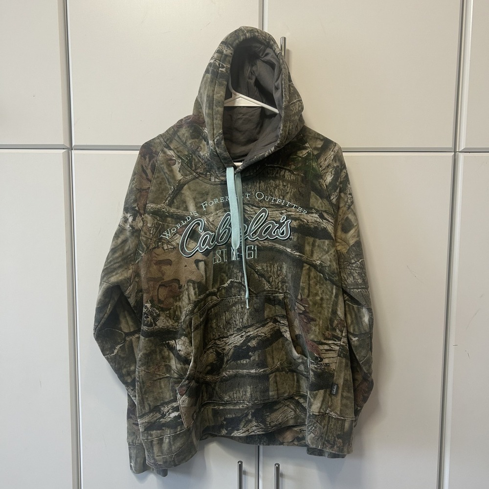 Cabelas Mens Camo Hoodie Mossy Oak Break Up Infinity Pullover Large B780